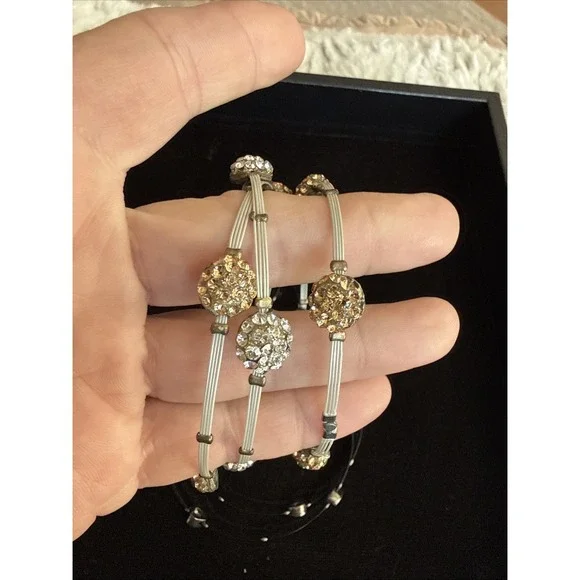 Seasonal Whispers 5 Black, 3 Silvertone Metal Bracelets Sets Crystal Accents5242 - Picture 2 of 6